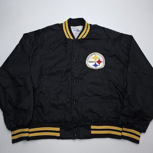 Vintage Chalk Line Jacket Mens Large Pittsburgh Steelers Satin Bomber Black USA